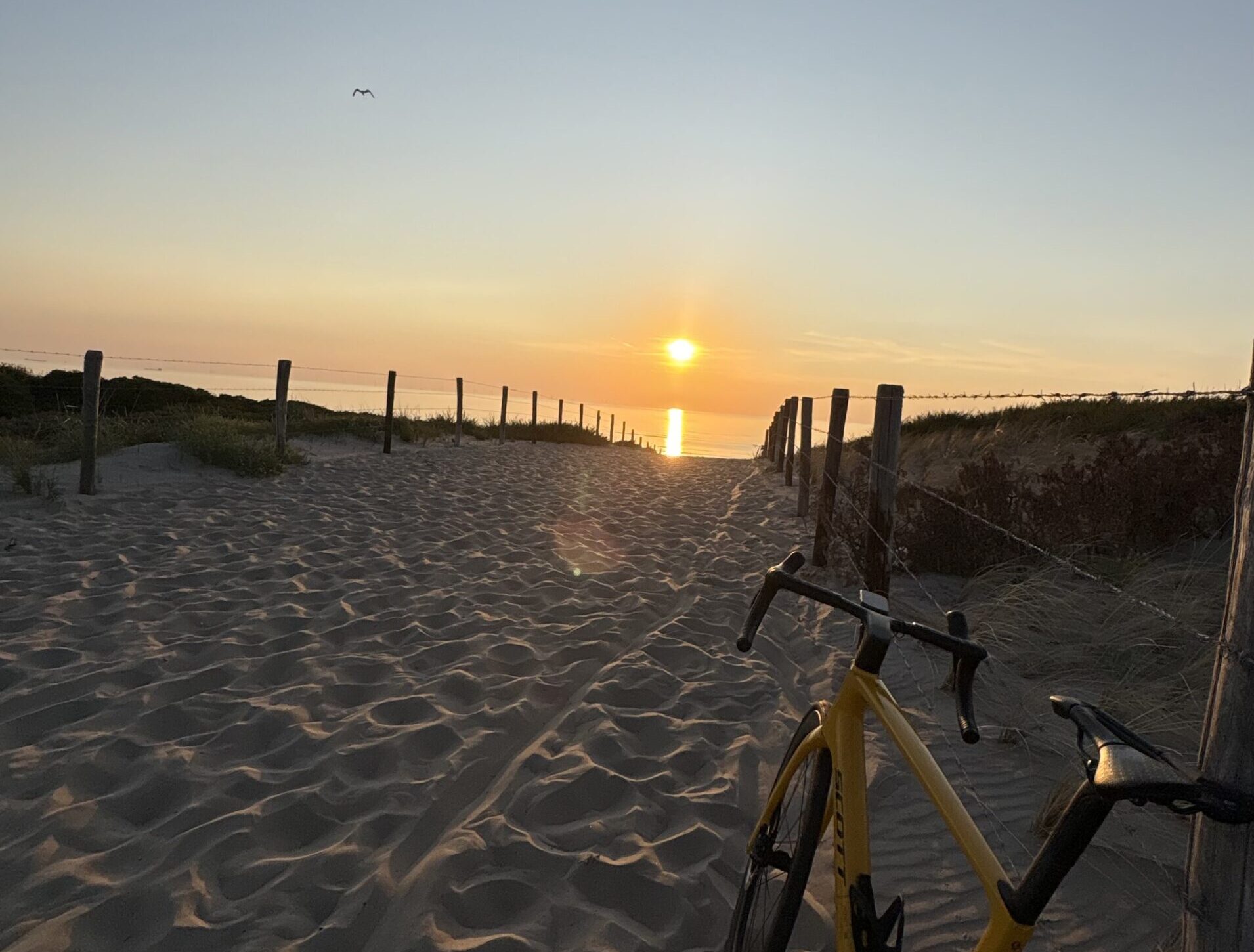 Racefiets bij strand